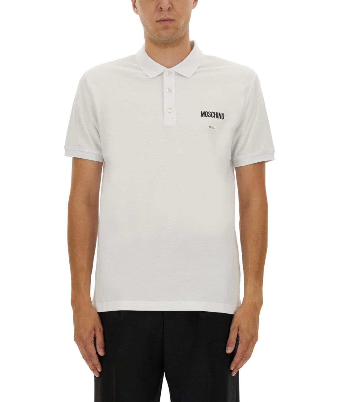 MOSCHINO Белое хлопковое поло с коротким рукавом, фото 5