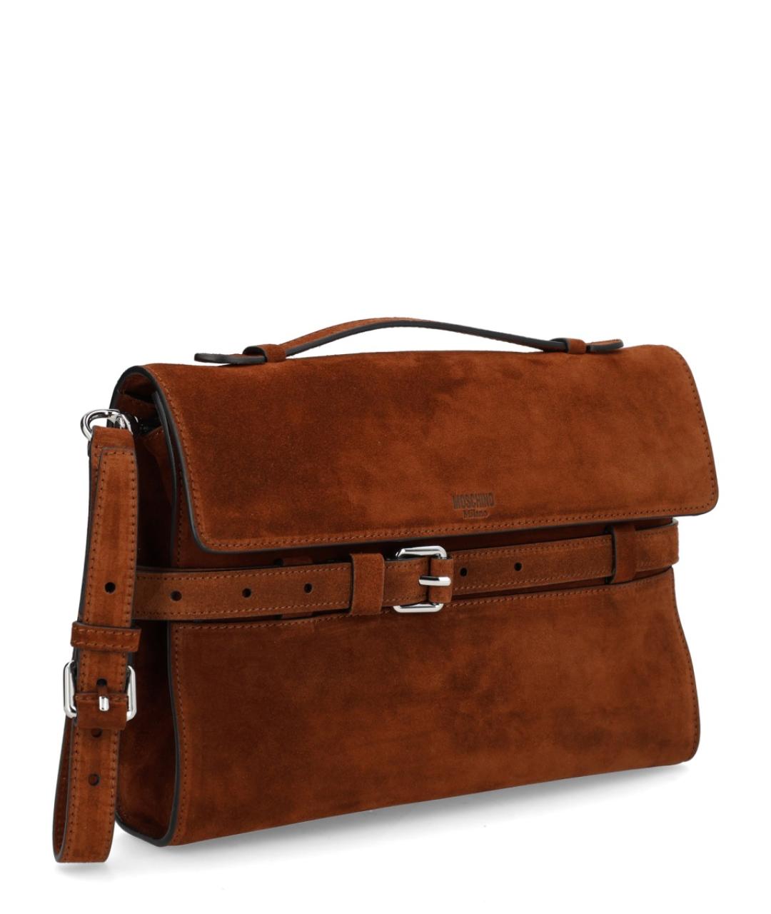 MOSCHINO Коричневый кожаный портфель, фото 2