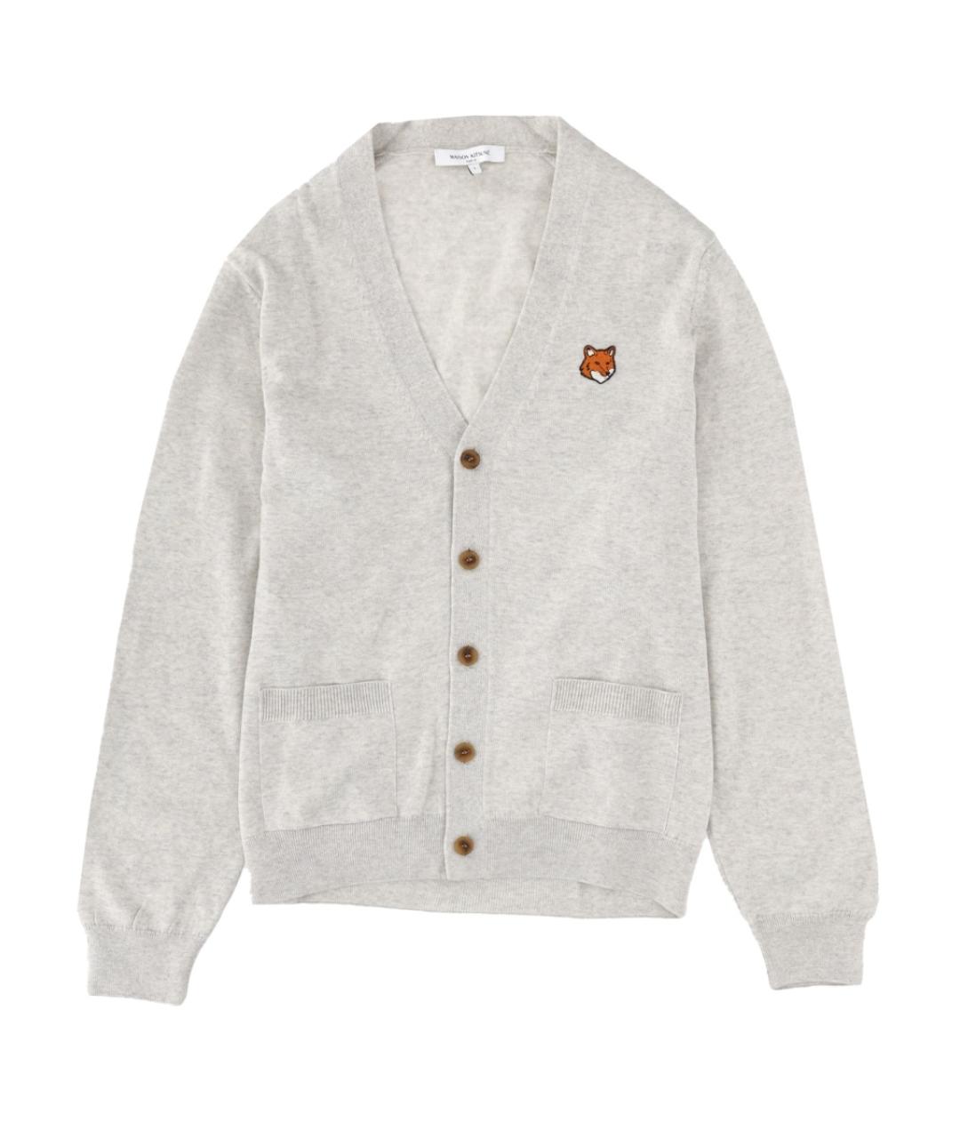 MAISON KITSUNE Серый шерстяной кардиган, фото 1