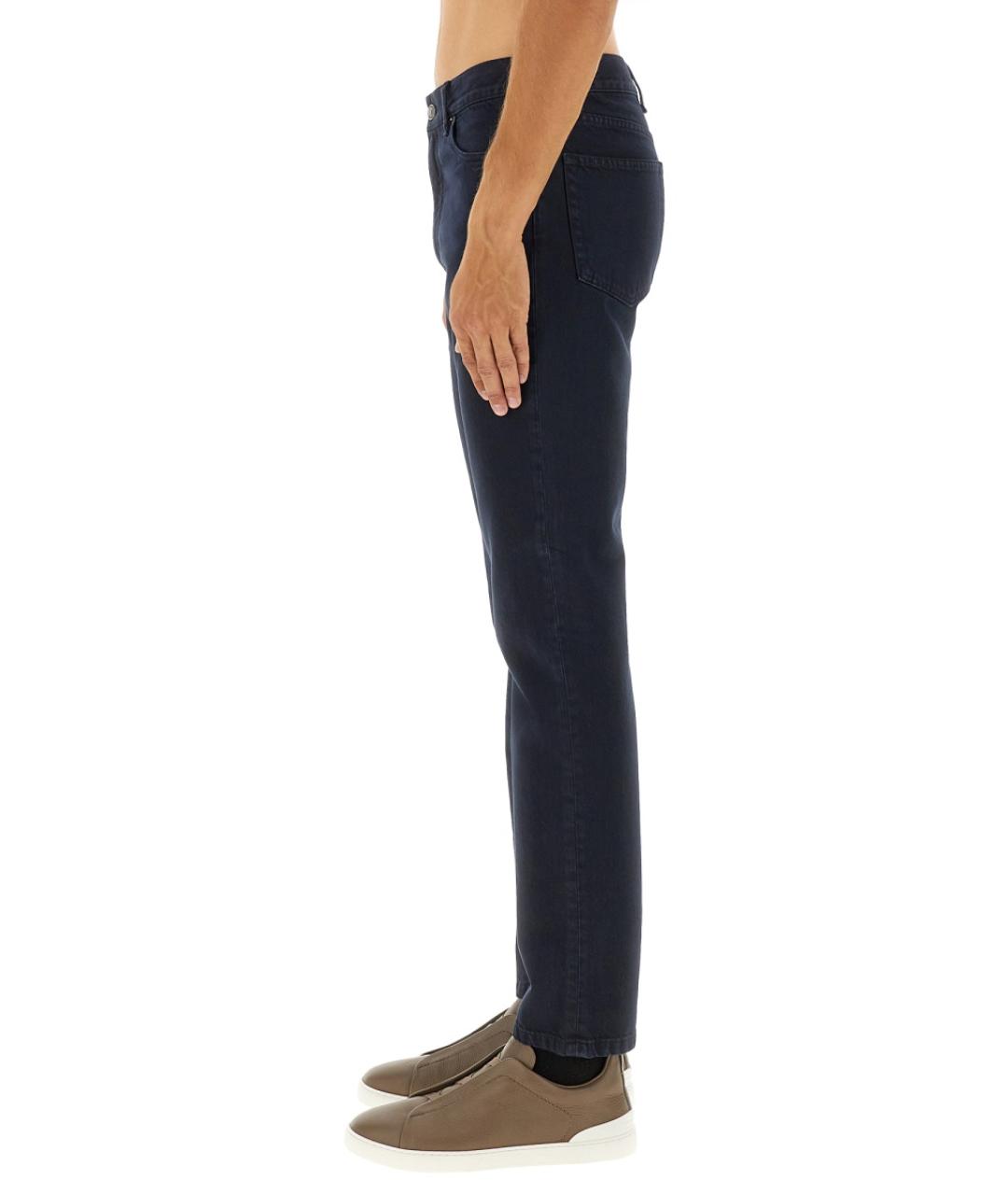 ZEGNA Черные хлопко-эластановые прямые джинсы, фото 4