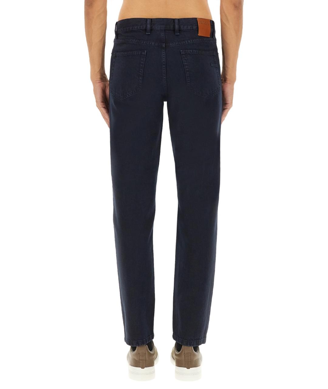 ZEGNA Черные хлопко-эластановые прямые джинсы, фото 5