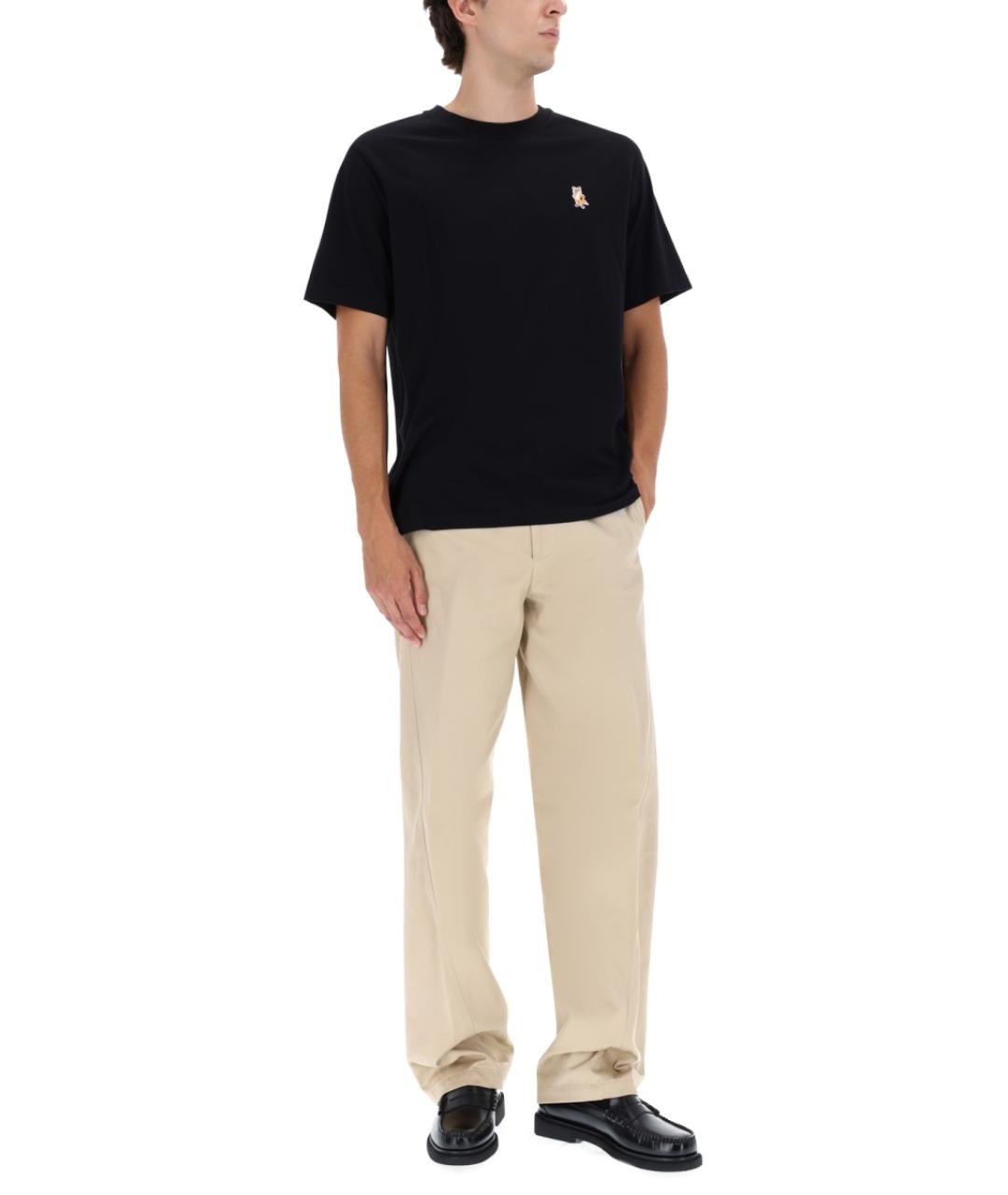 MAISON KITSUNE Черная хлопковая футболка, фото 2