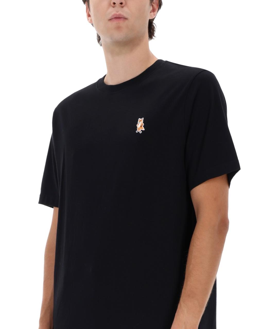 MAISON KITSUNE Черная хлопковая футболка, фото 4