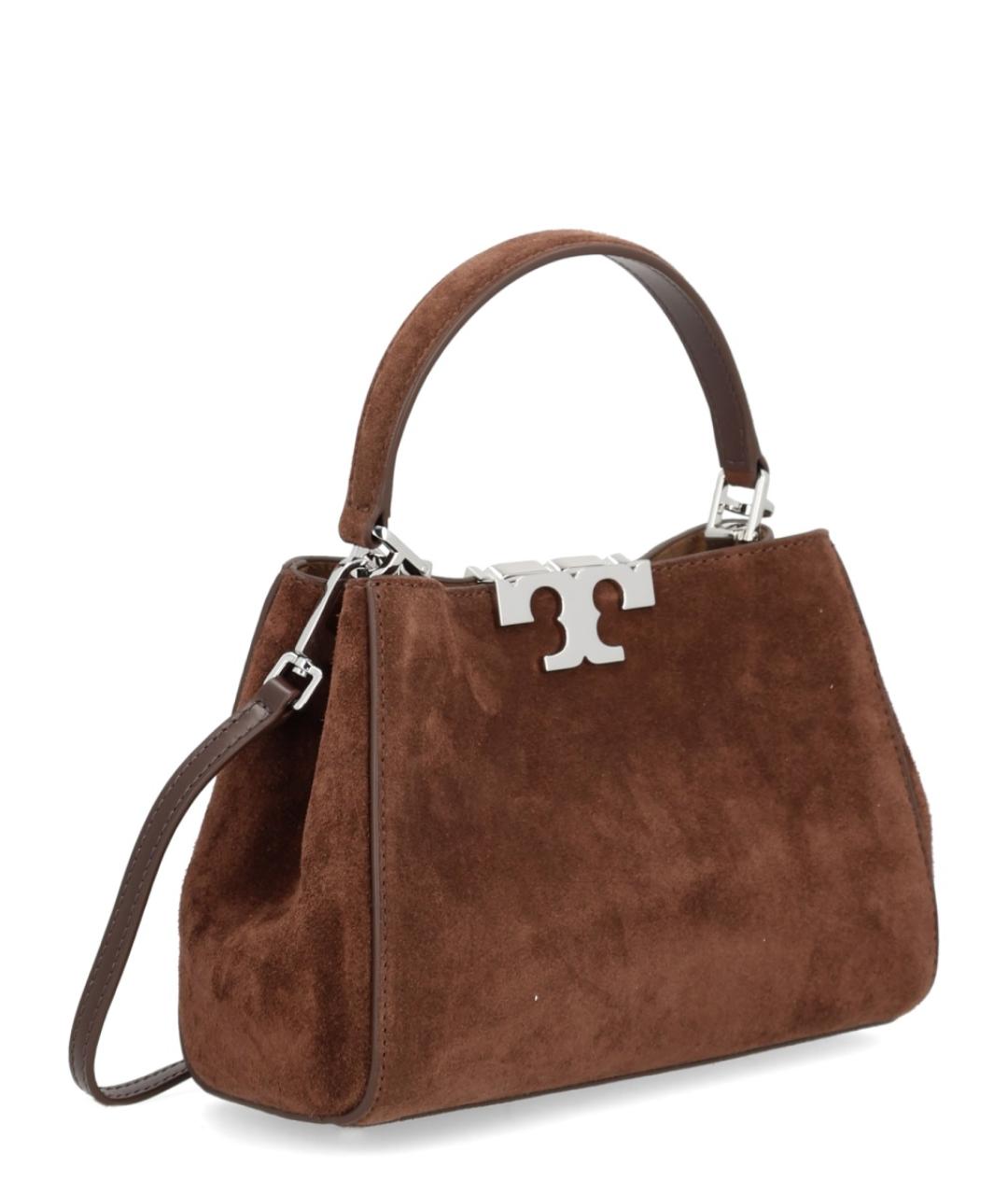 TORY BURCH Коричневая замшевая сумка с короткими ручками, фото 2