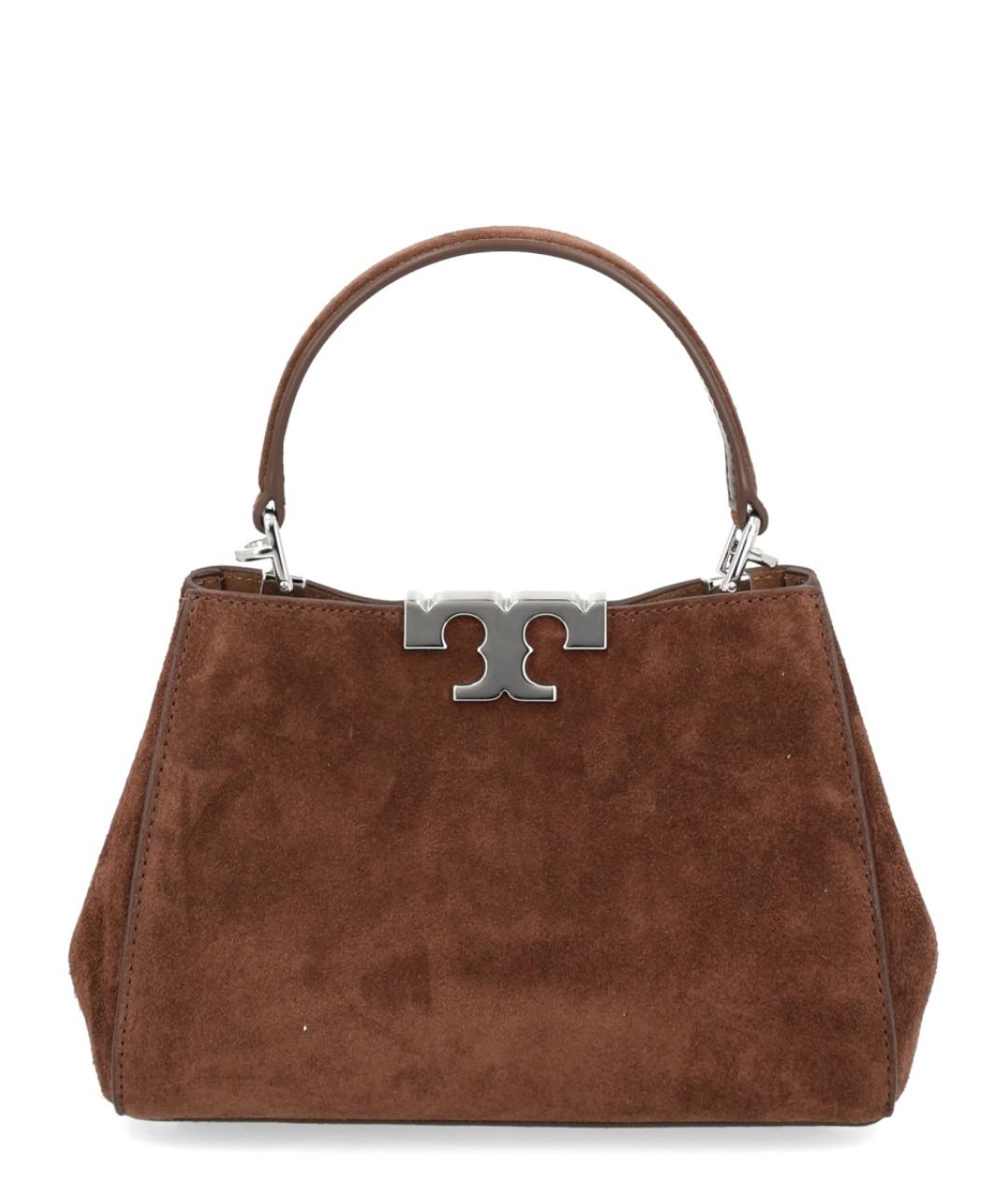 TORY BURCH Коричневая замшевая сумка с короткими ручками, фото 1