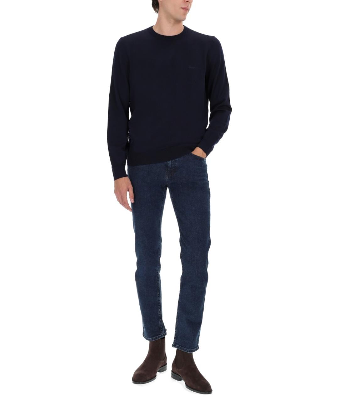 HUGO BOSS Темно-синий шерстяной джемпер / свитер, фото 3