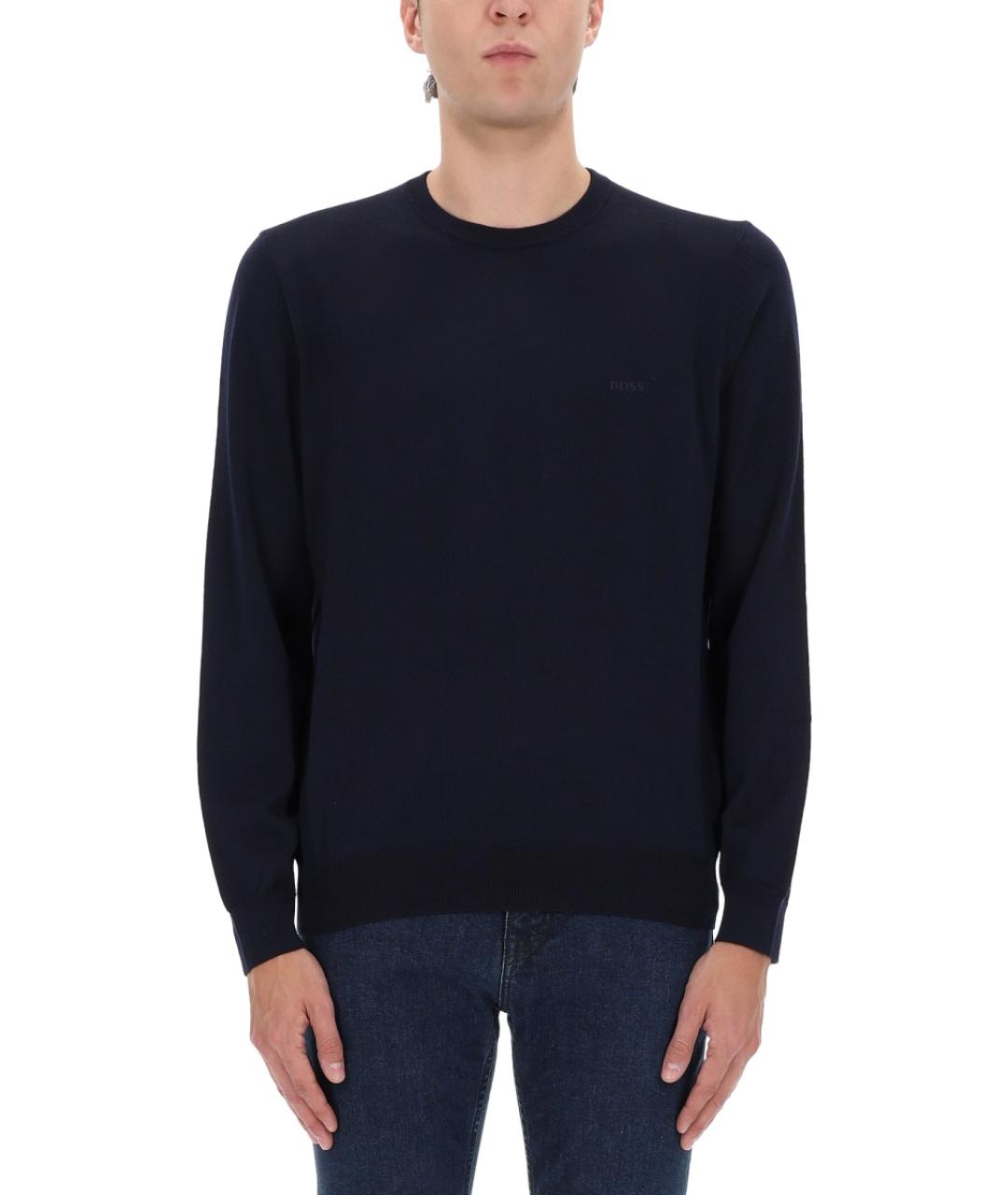 HUGO BOSS Темно-синий шерстяной джемпер / свитер, фото 2