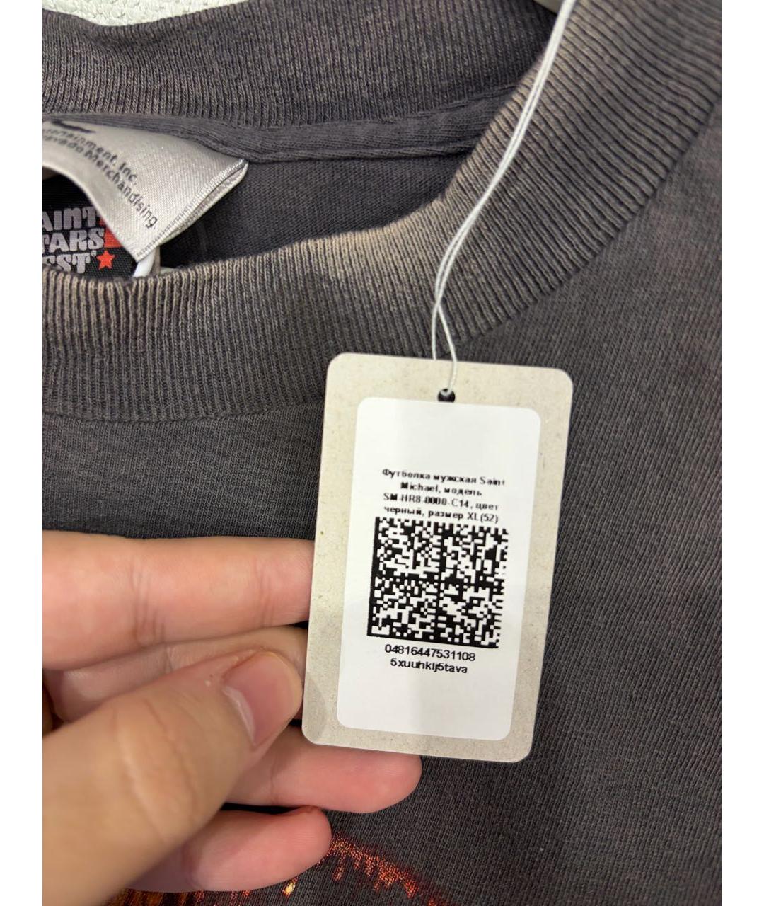 Saint Michael Черная хлопковая футболка, фото 3