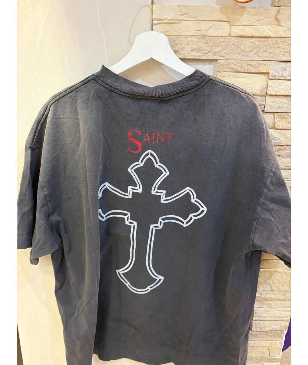 Saint Michael Черная хлопковая футболка, фото 2