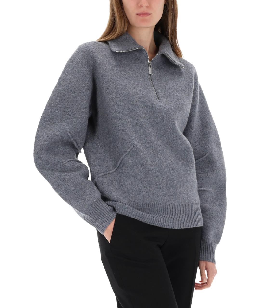 HELMUT LANG Серый шерстяной джемпер / свитер, фото 4