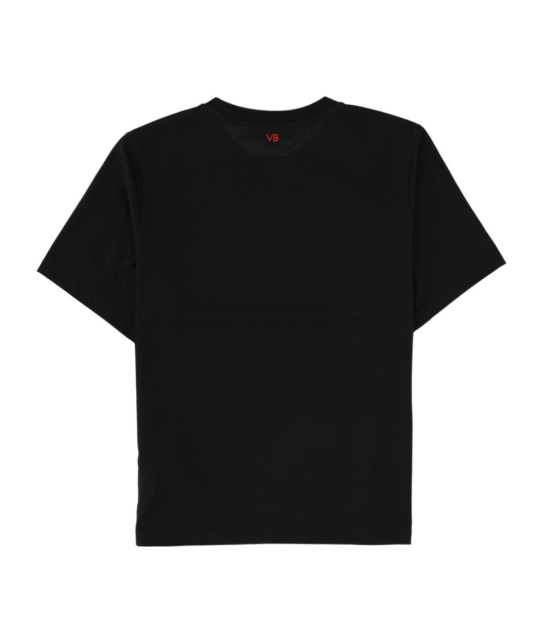 VICTORIA BECKHAM Черная хлопковая футболка, фото 2