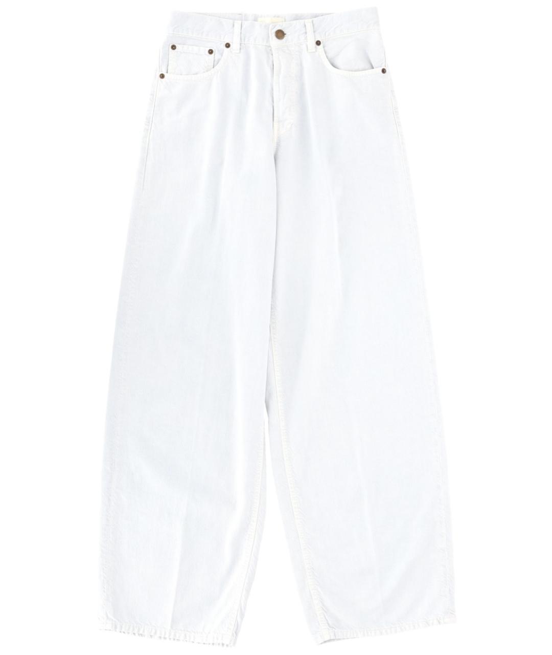 HAIKURE Белые хлопко-леновые прямые джинсы, фото 1
