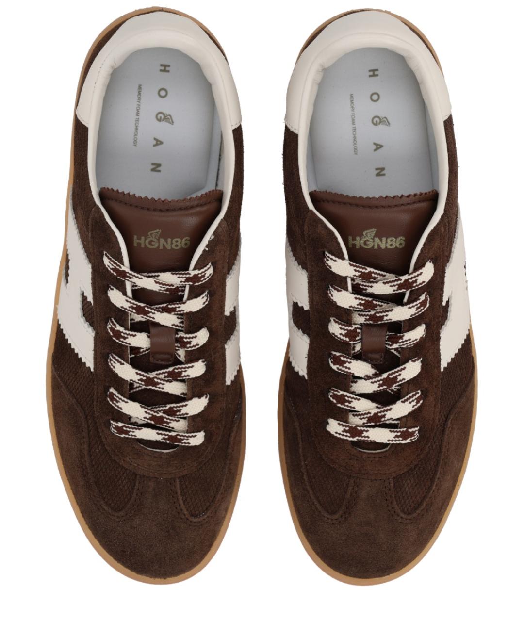 HOGAN Коричневые кожаные кроссовки, фото 5