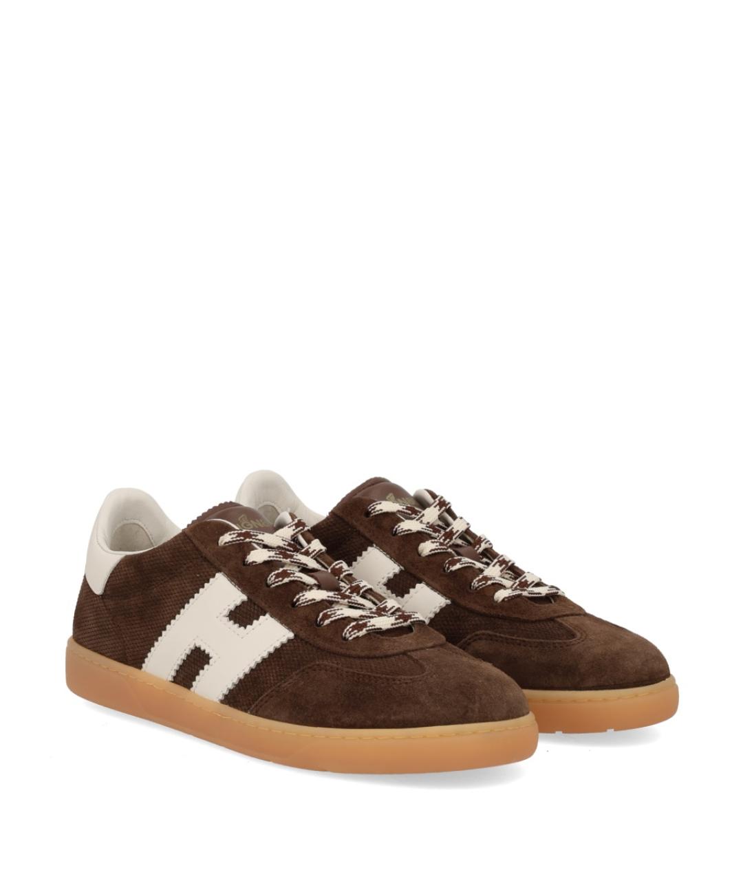 HOGAN Коричневые кожаные кроссовки, фото 2