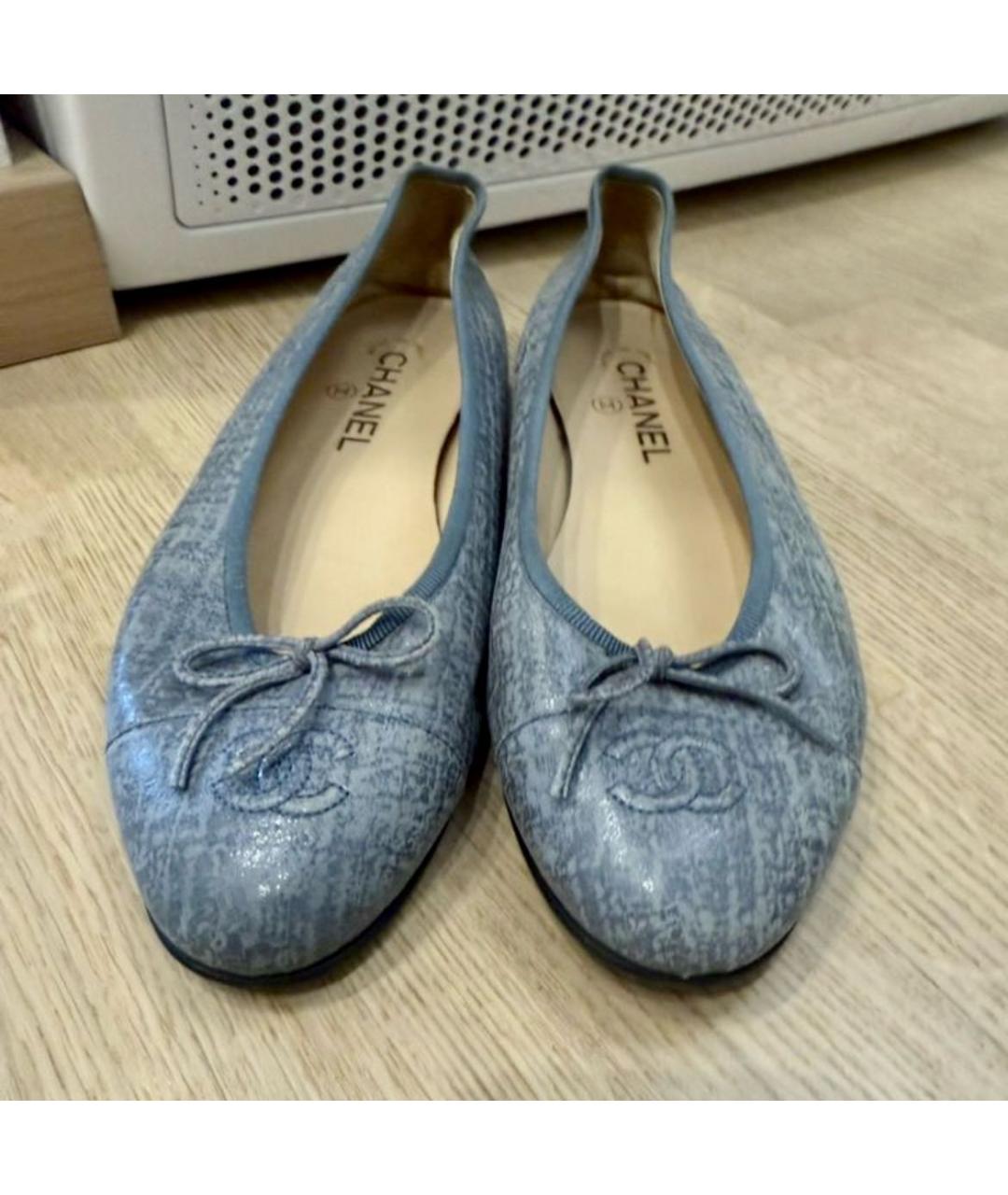 CHANEL Серые кожаные балетки, фото 3