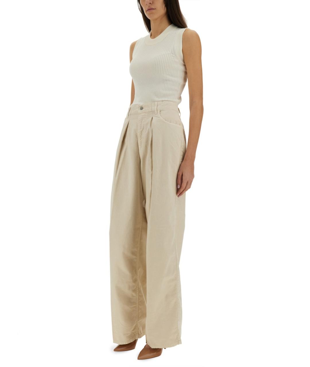 HAIKURE Бежевые хлопковые джинсы клеш, фото 2