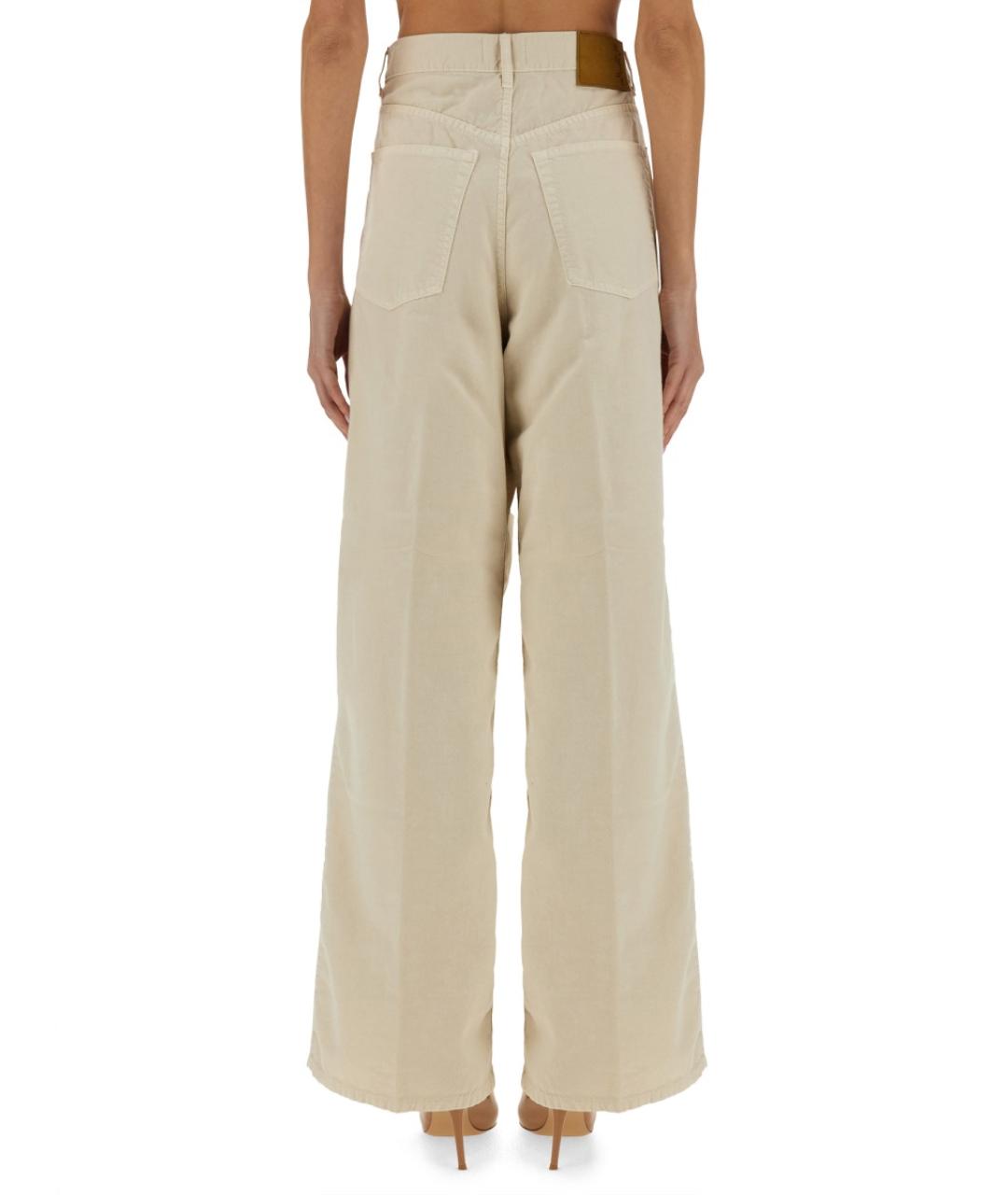 HAIKURE Бежевые хлопковые джинсы клеш, фото 3