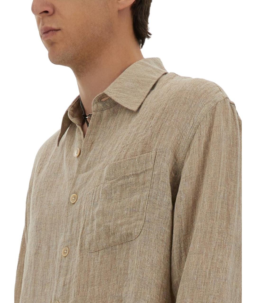 OUR LEGACY Бежевая льняная кэжуал рубашка, фото 4