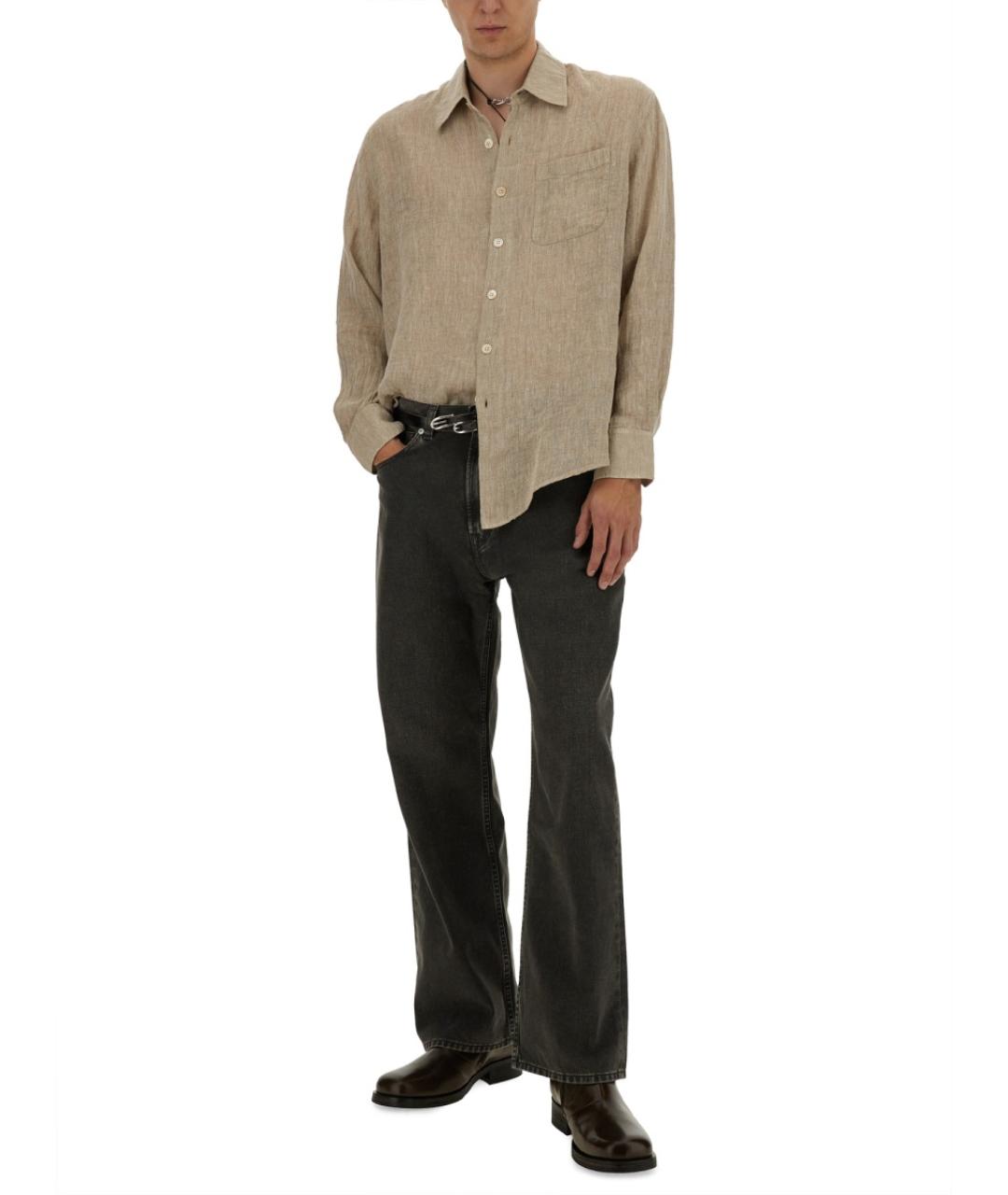 OUR LEGACY Бежевая льняная кэжуал рубашка, фото 2