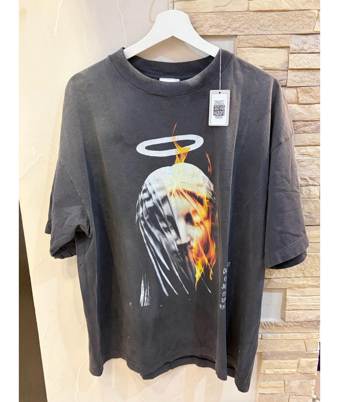 Saint Michael Черная хлопковая футболка, фото 5