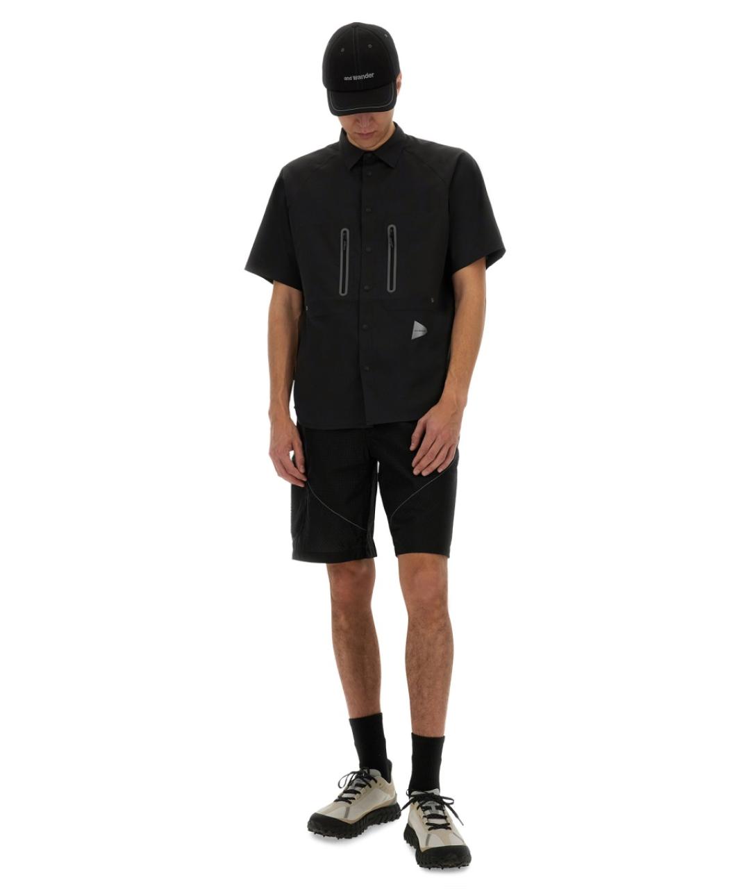 AND WANDER Черная хлопко-полиэстеровая кэжуал рубашка, фото 2