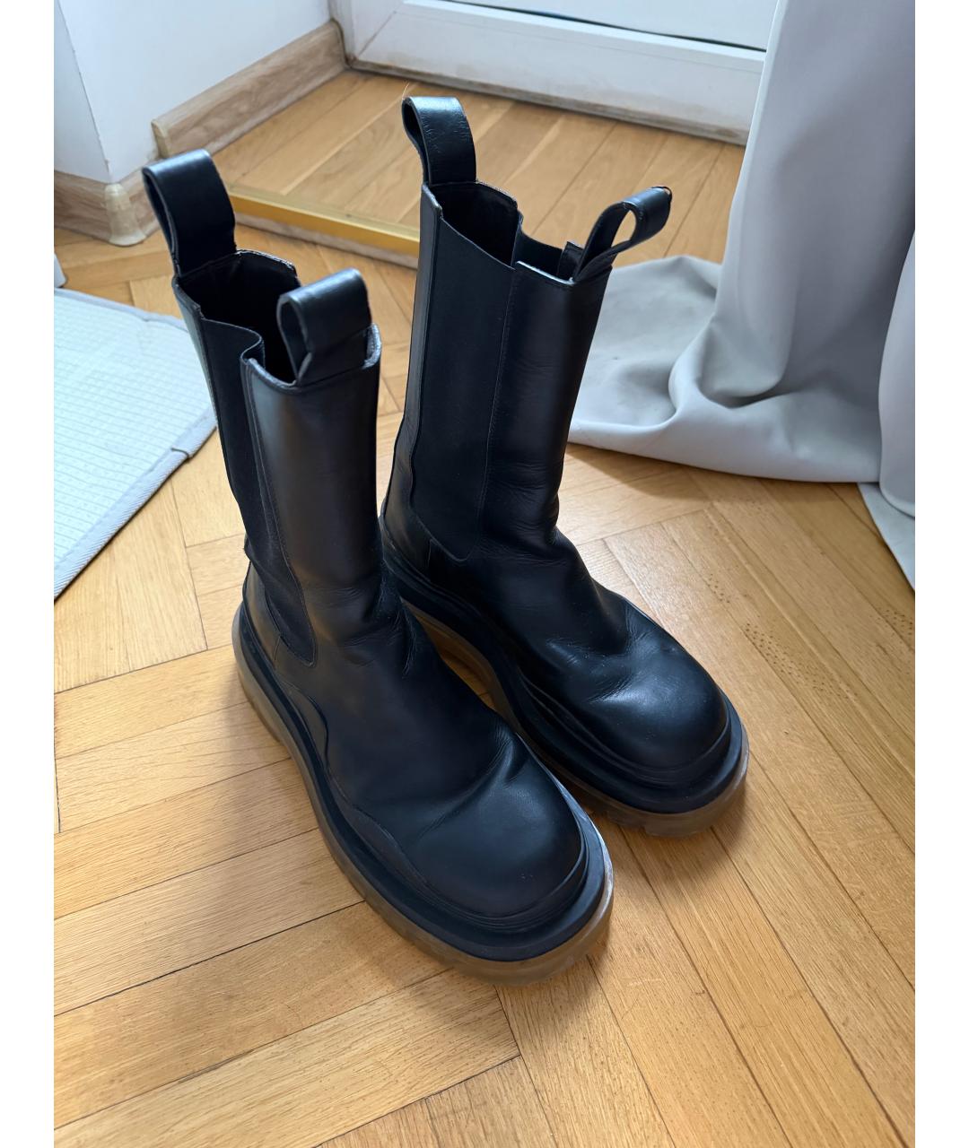 BOTTEGA VENETA Черные кожаные полусапоги, фото 4