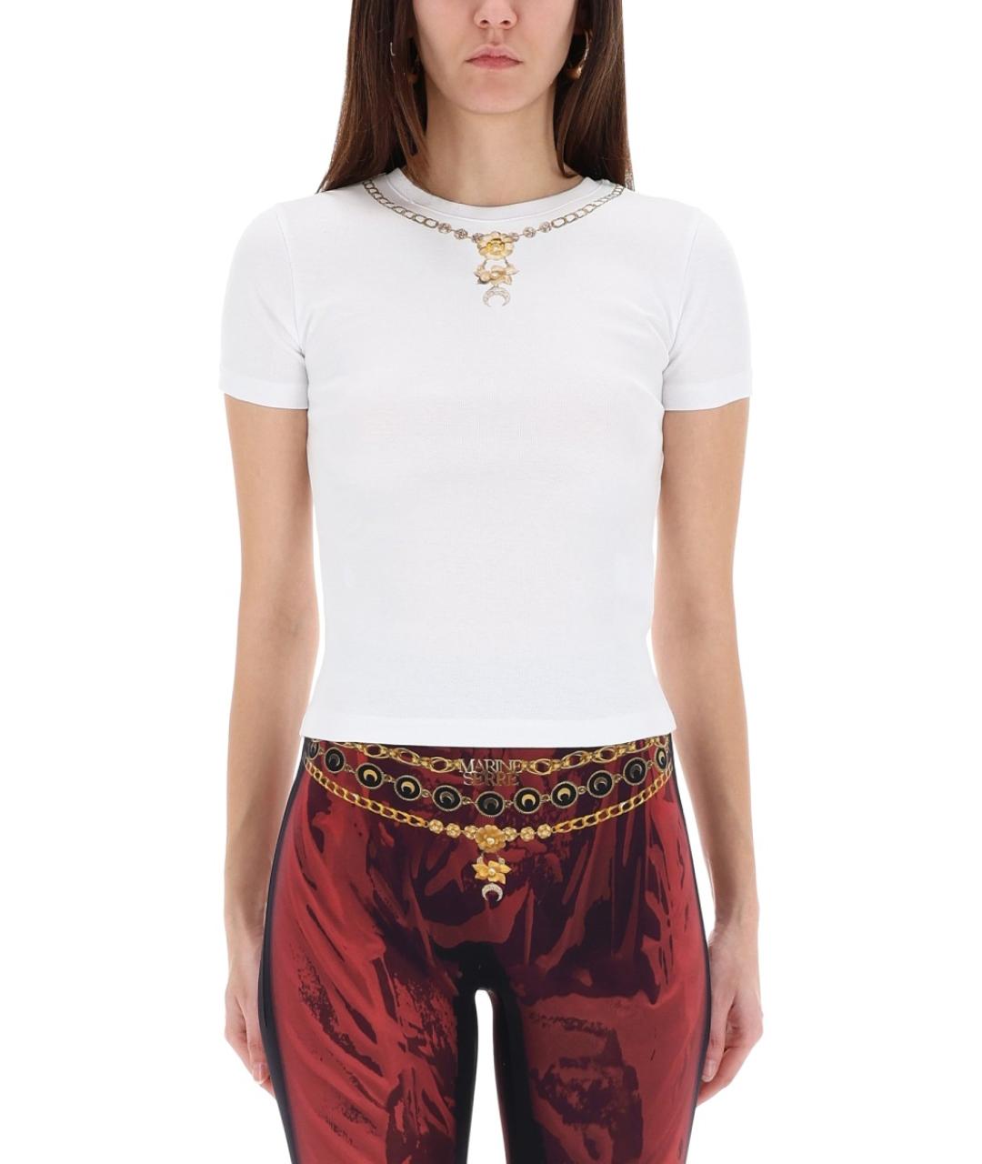 MARINE SERRE Белая хлопковая футболка, фото 4