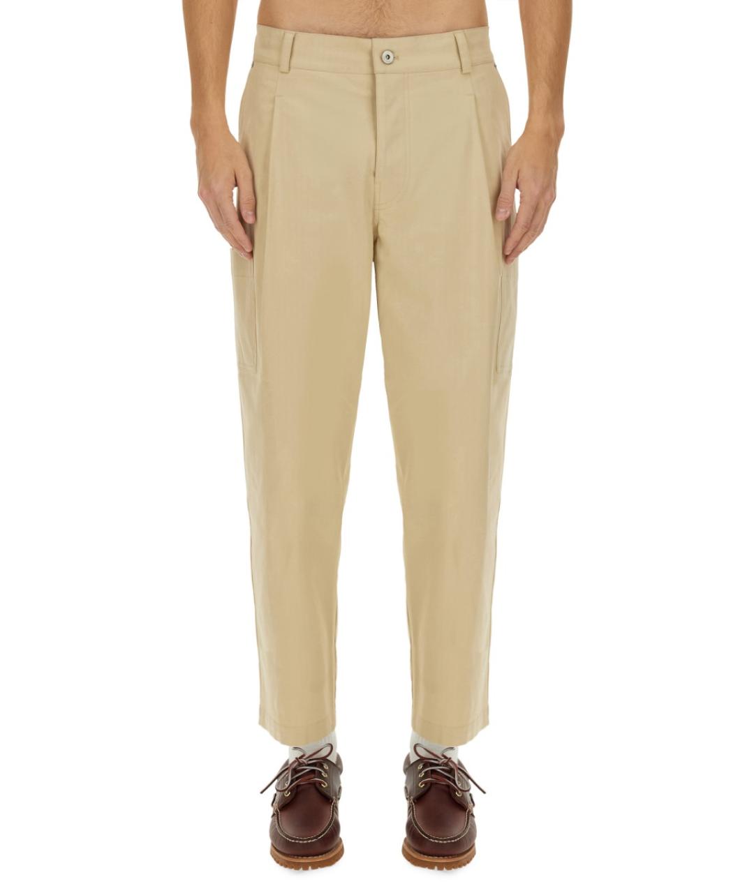 Drole de Monsieur Бежевые хлопко-эластановые повседневные брюки, фото 2