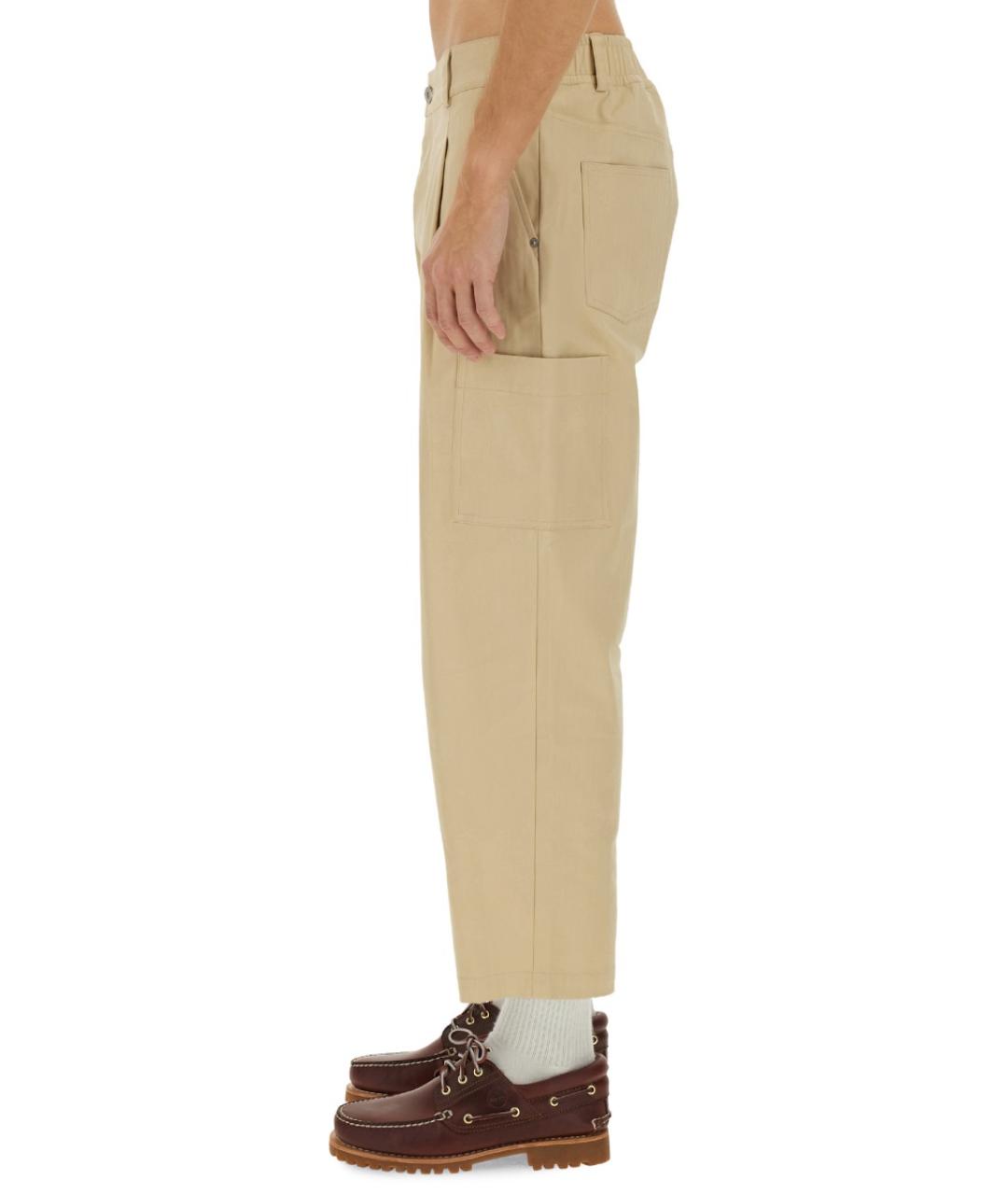 Drole de Monsieur Бежевые хлопко-эластановые повседневные брюки, фото 5