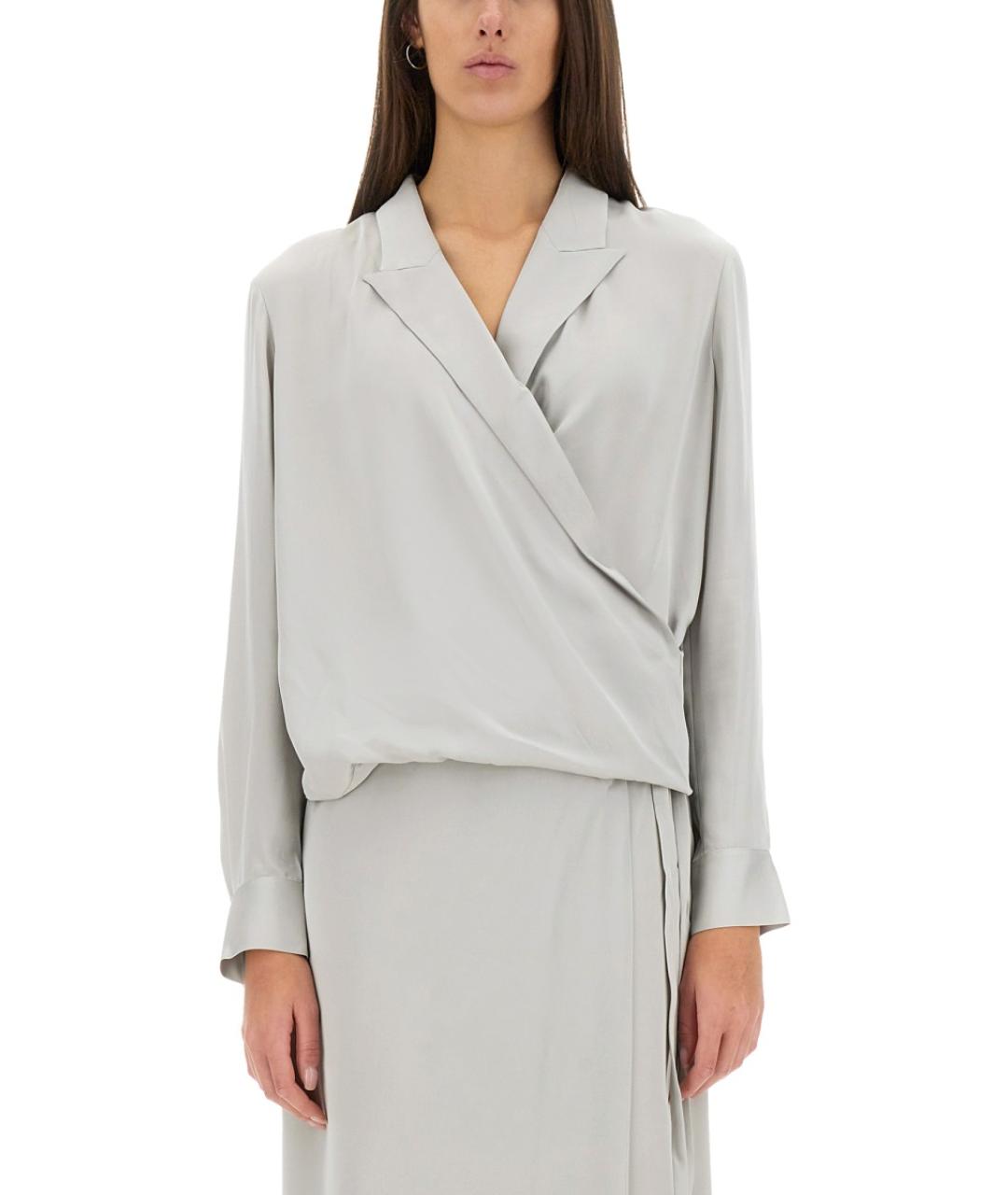 THEORY Серая шелковая рубашка, фото 2