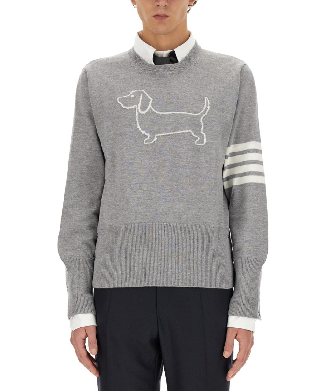 THOM BROWNE Серый шерстяной джемпер / свитер, фото 5