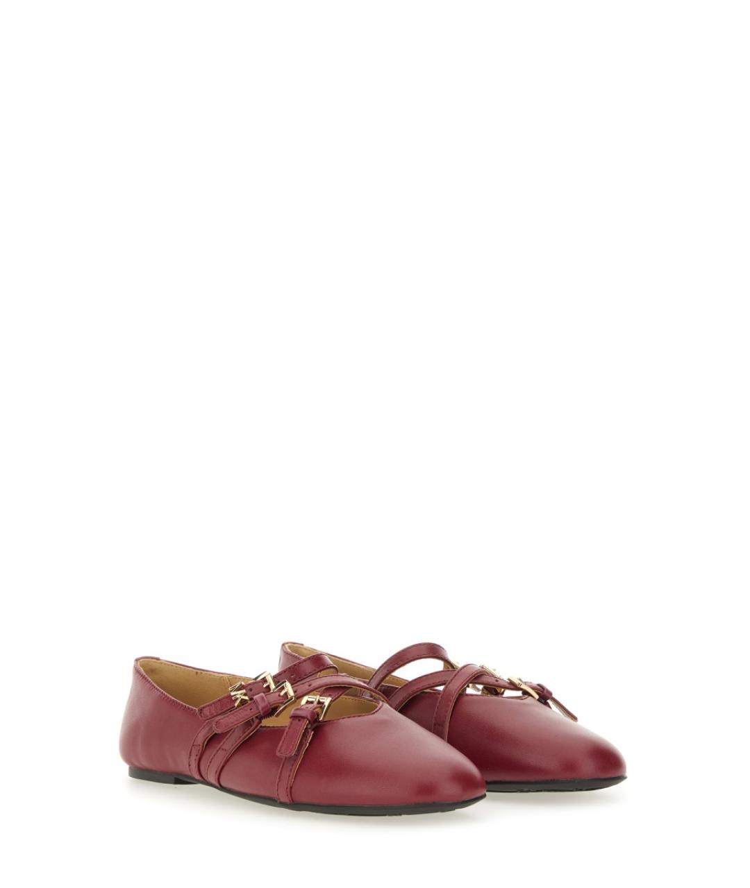 MICHAEL KORS Бордовые кожаные балетки, фото 2