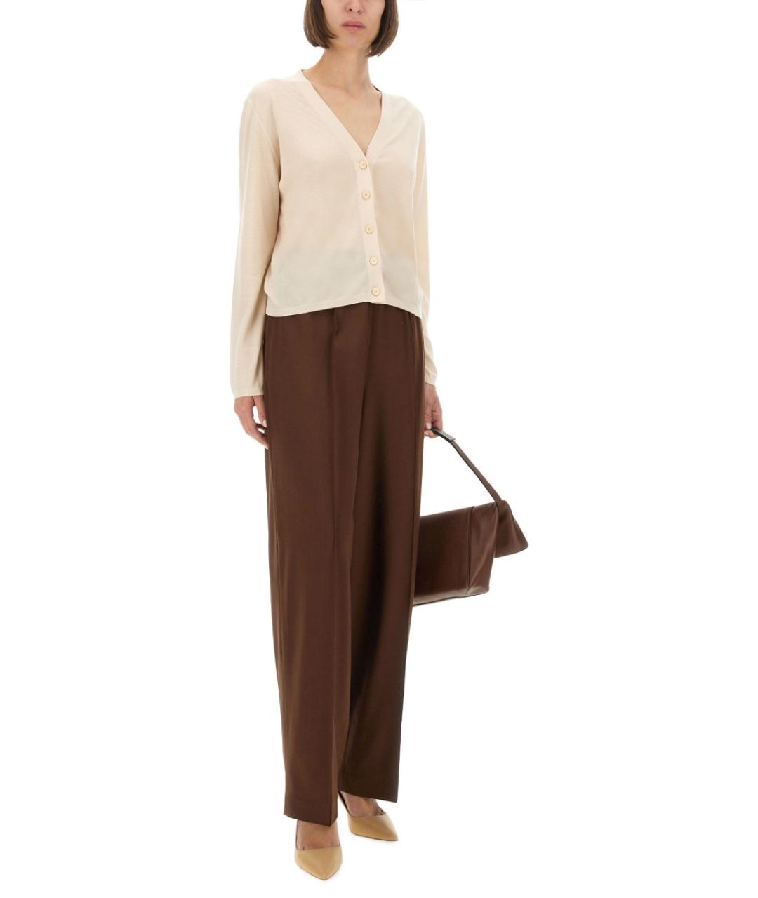 FABIANA FILIPPI Коричневые шерстяные прямые брюки, фото 3
