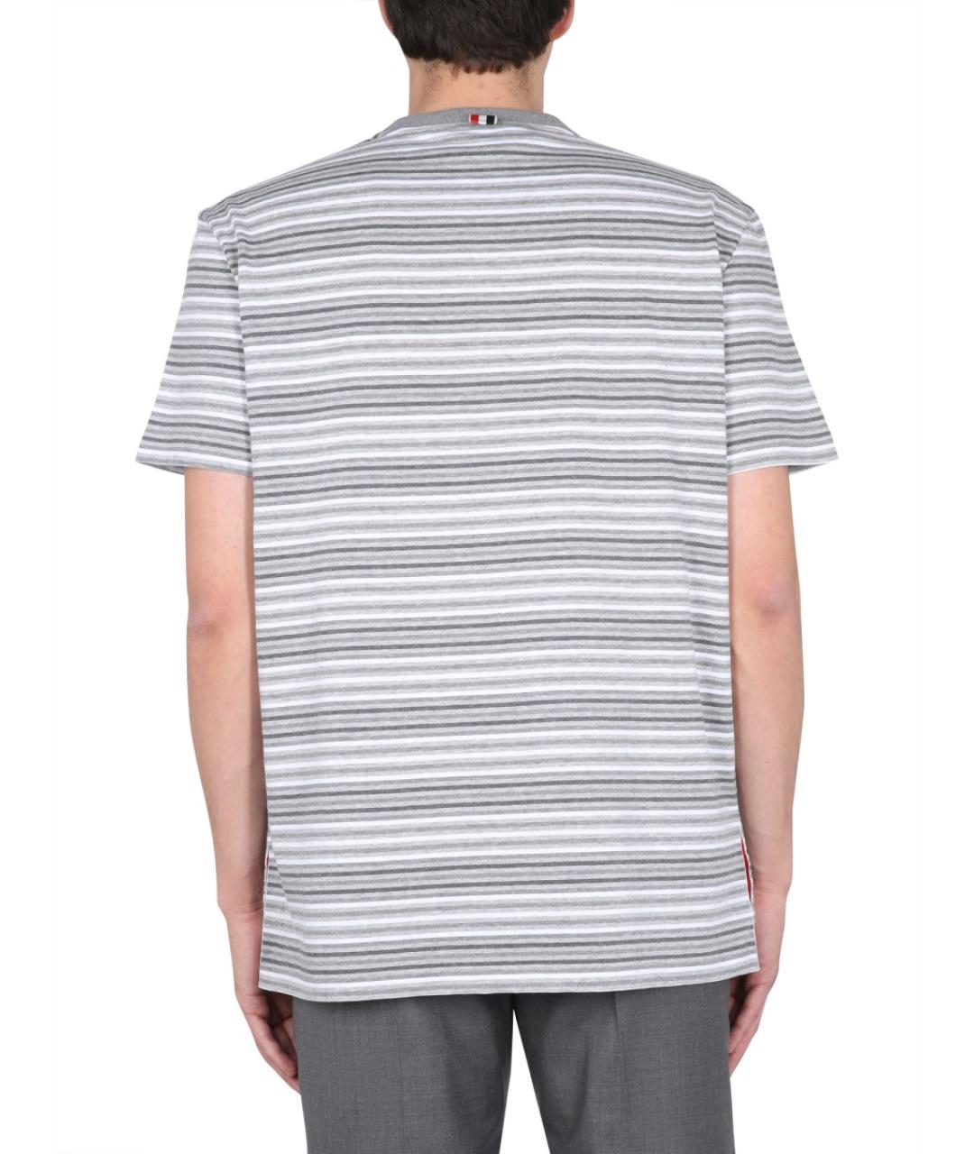 THOM BROWNE Серая хлопковая футболка, фото 3