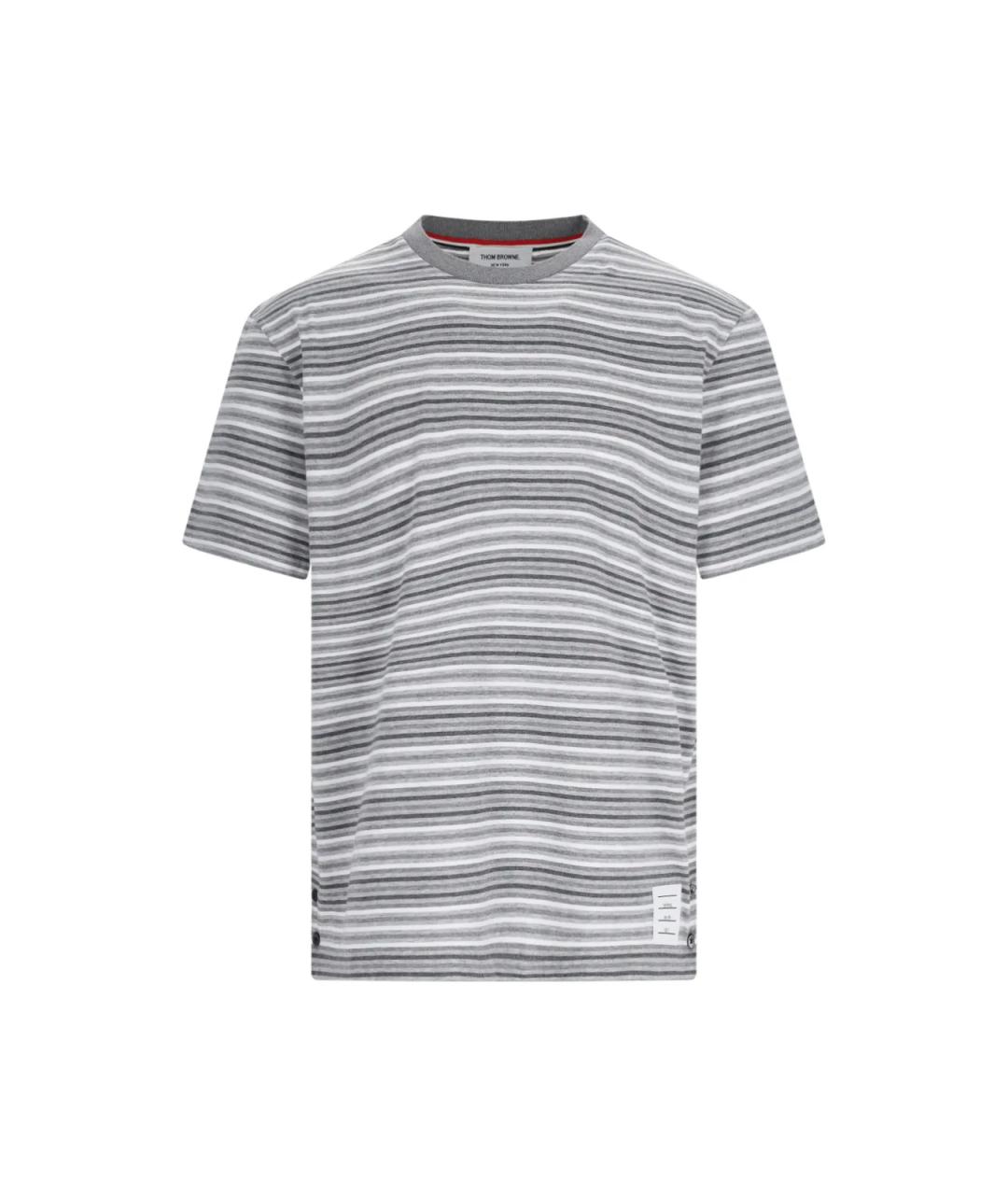 THOM BROWNE Серая хлопковая футболка, фото 1