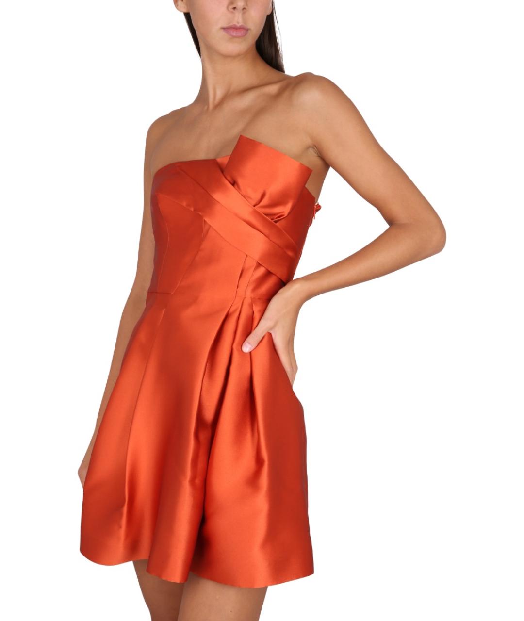 ALBERTA FERRETTI Оранжевое полиэстеровое коктейльное платье, фото 5