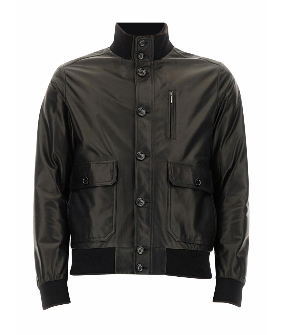 MOORER Черная кожаная куртка, фото 1