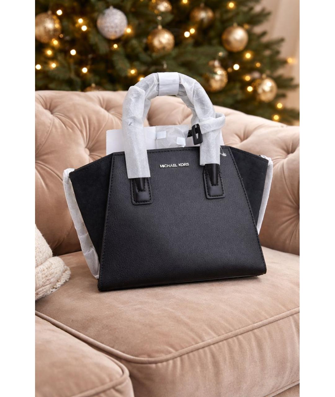 MICHAEL KORS Черная кожаная сумка с короткими ручками, фото 5