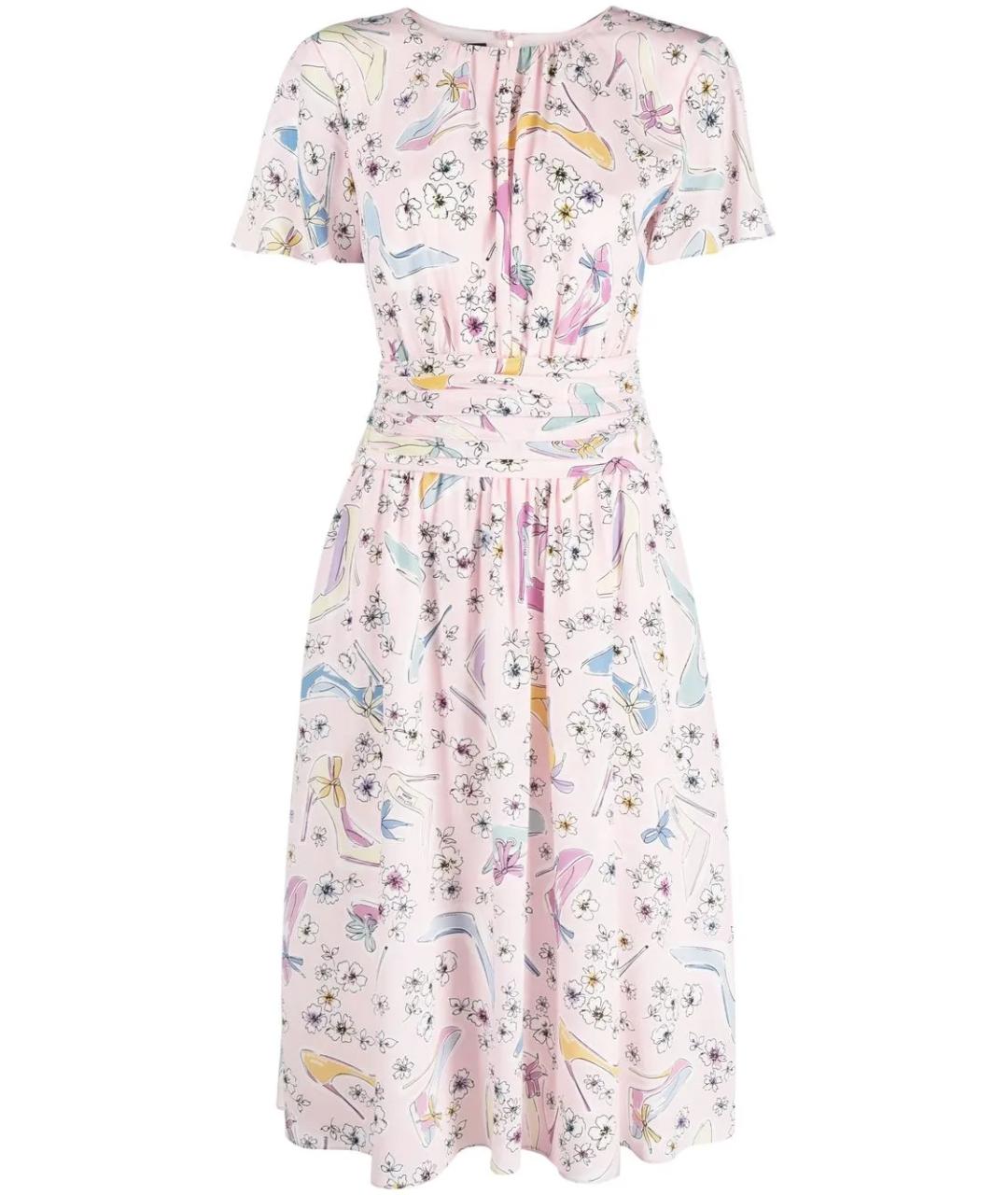 BOUTIQUE MOSCHINO Розовое шелковое повседневное платье, фото 1