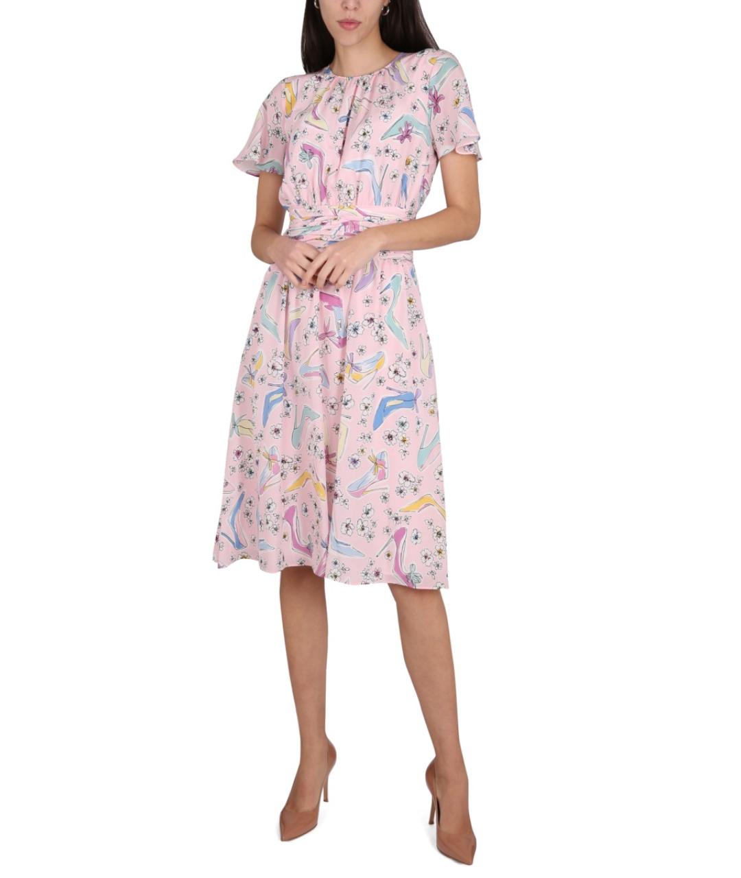 BOUTIQUE MOSCHINO Розовое шелковое повседневное платье, фото 3