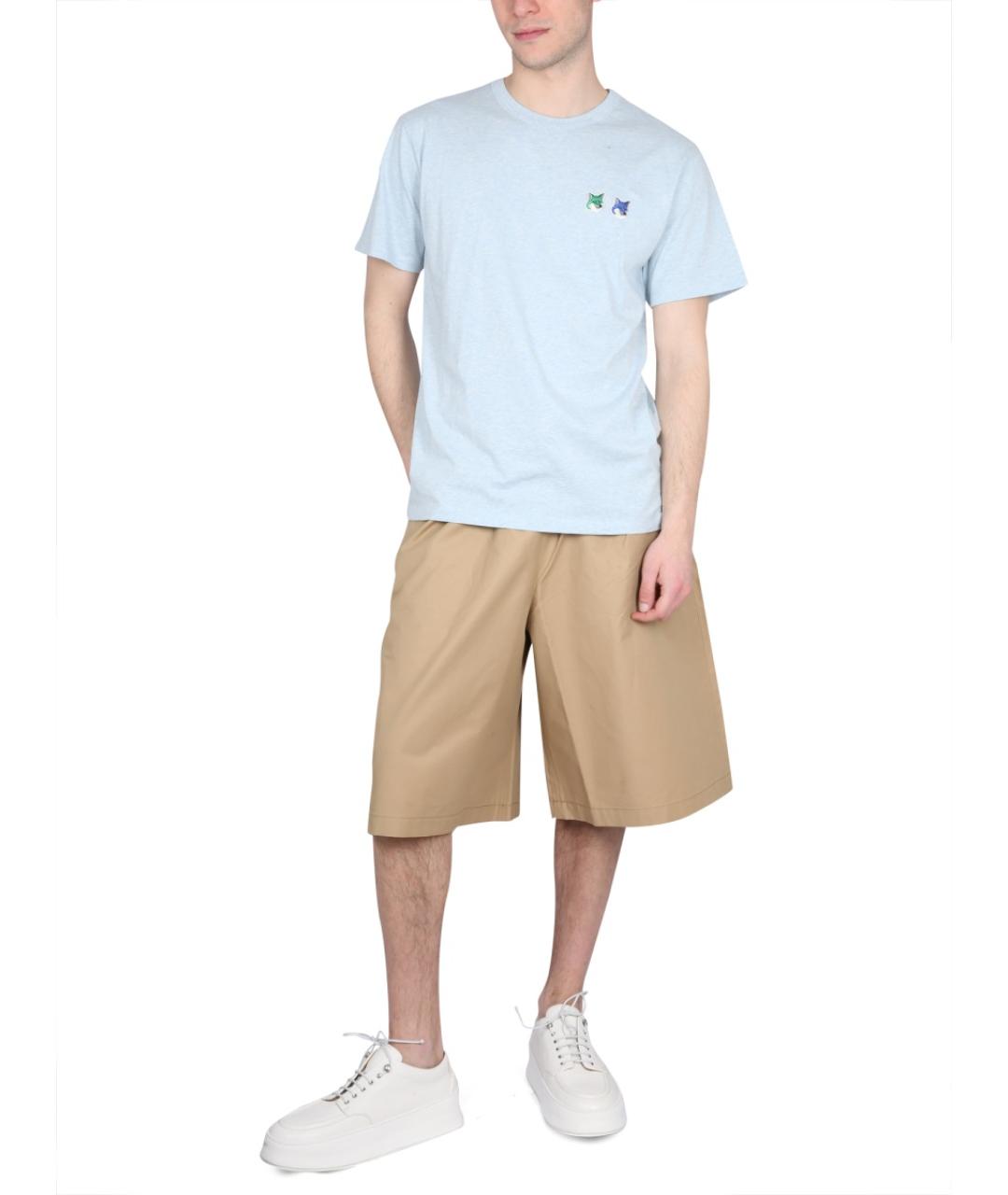 MAISON KITSUNE Бежевые хлопковые шорты, фото 2