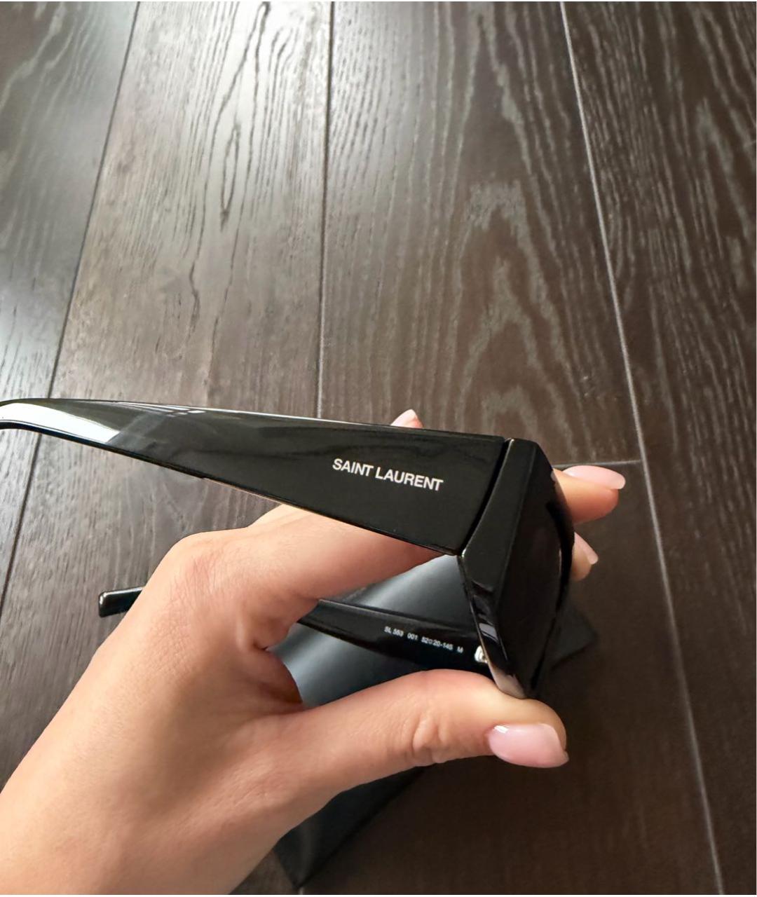 SAINT LAURENT Черные пластиковые солнцезащитные очки, фото 2