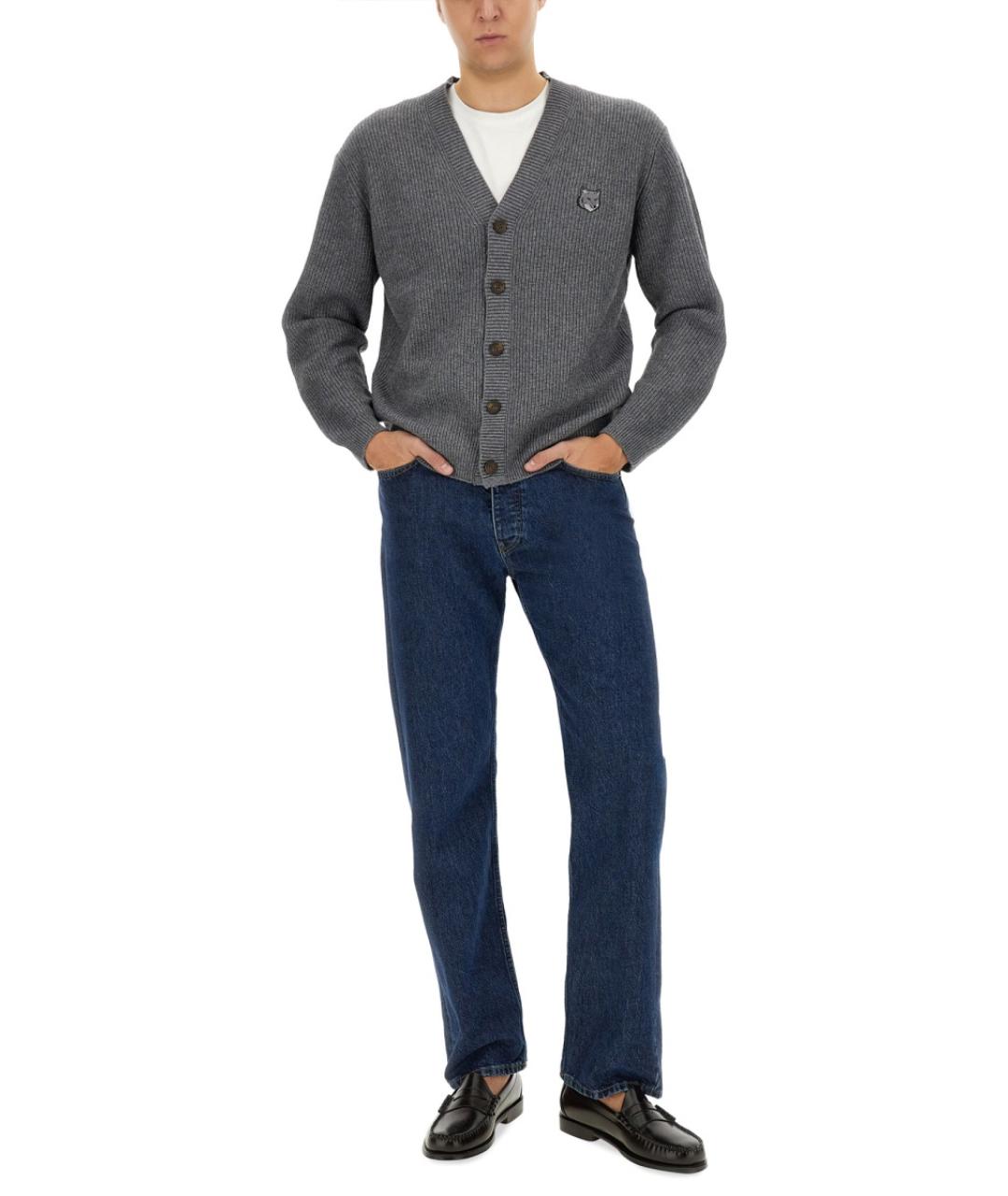 MAISON KITSUNE Серый шерстяной кардиган, фото 5