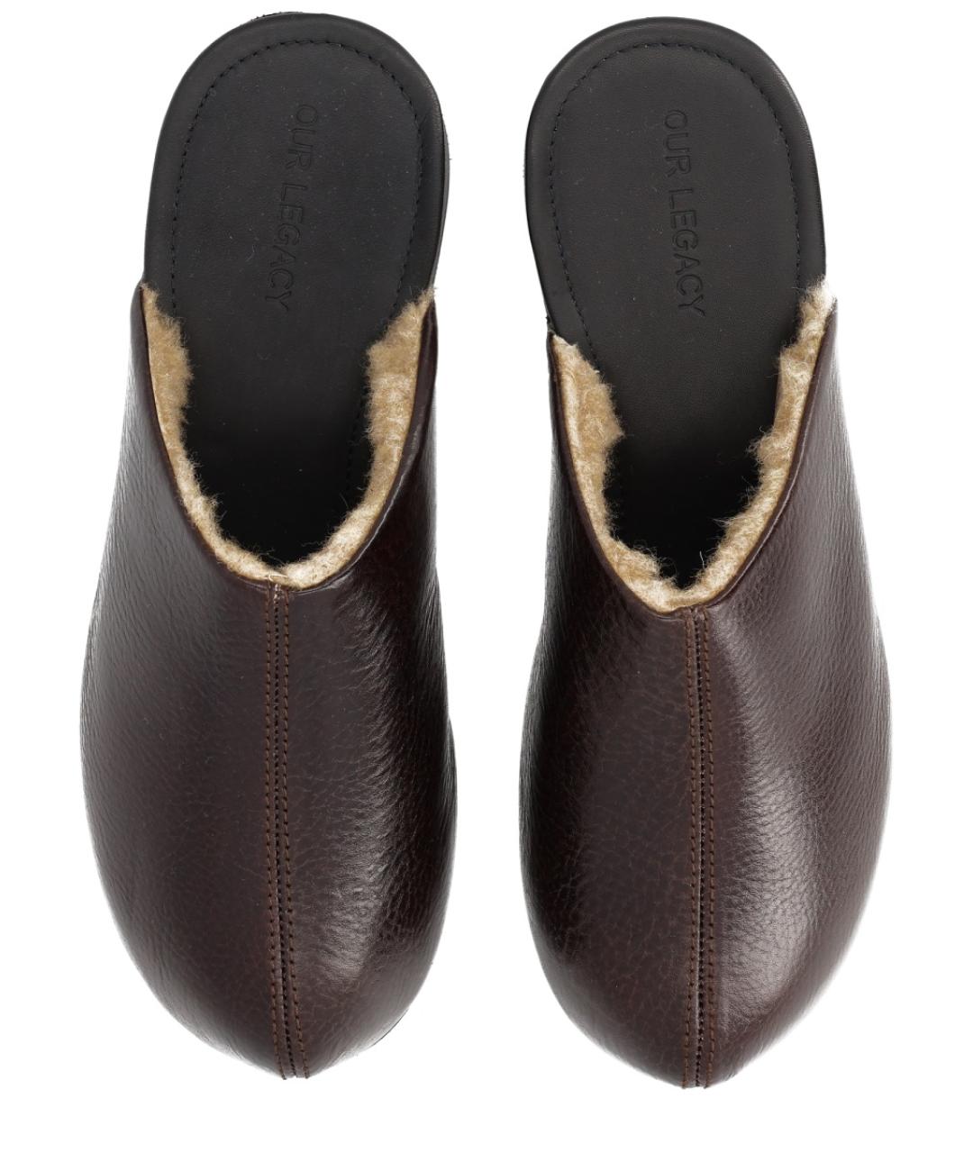 OUR LEGACY Черные кожаные сабо, фото 5