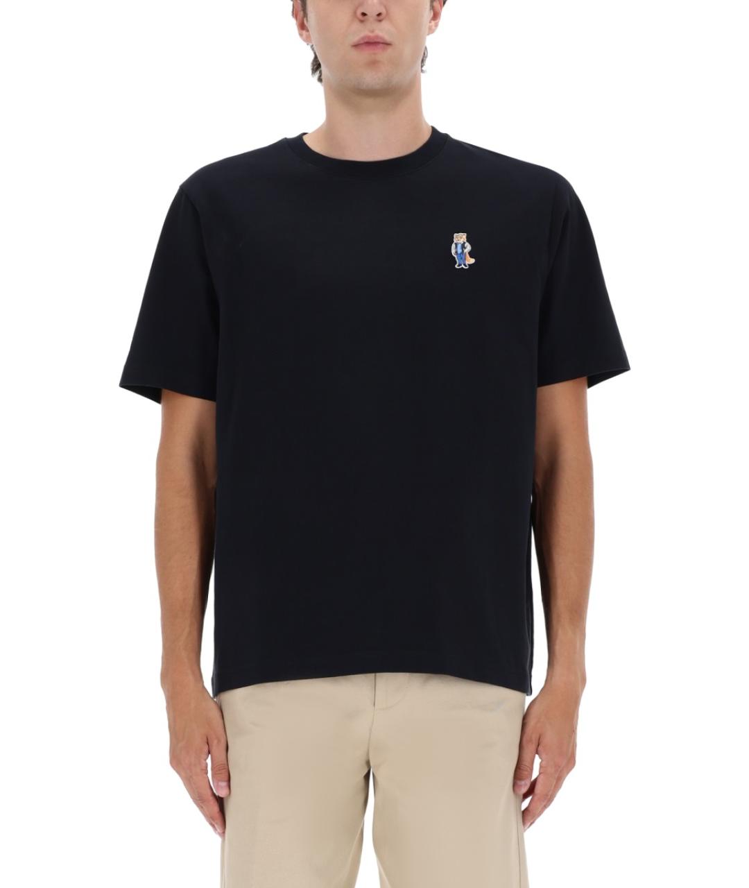 MAISON KITSUNE Черная хлопковая футболка, фото 1