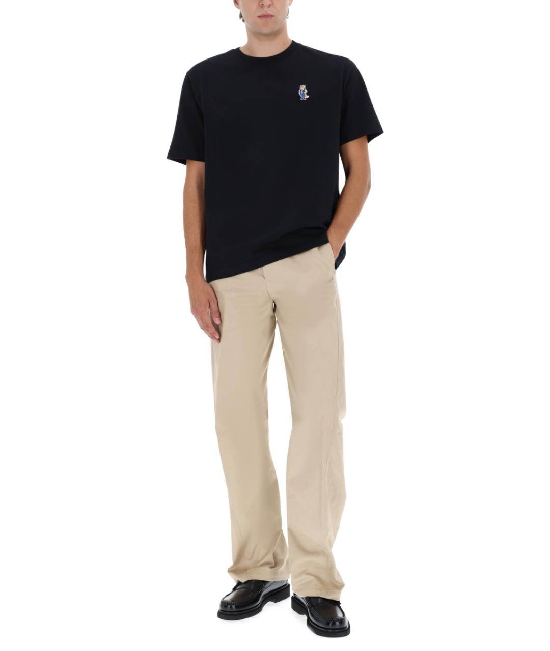 MAISON KITSUNE Черная хлопковая футболка, фото 2