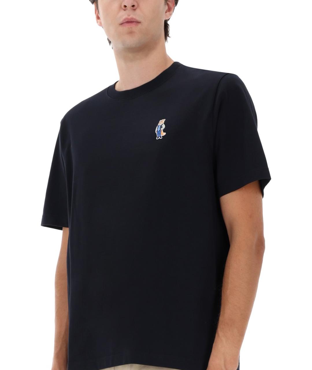 MAISON KITSUNE Черная хлопковая футболка, фото 4