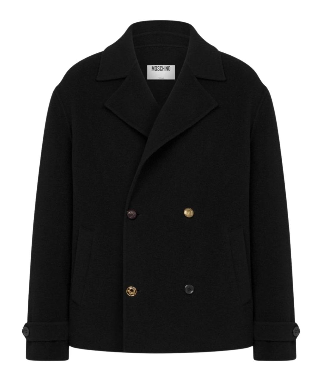 MOSCHINO Черное шерстяное пальто, фото 1