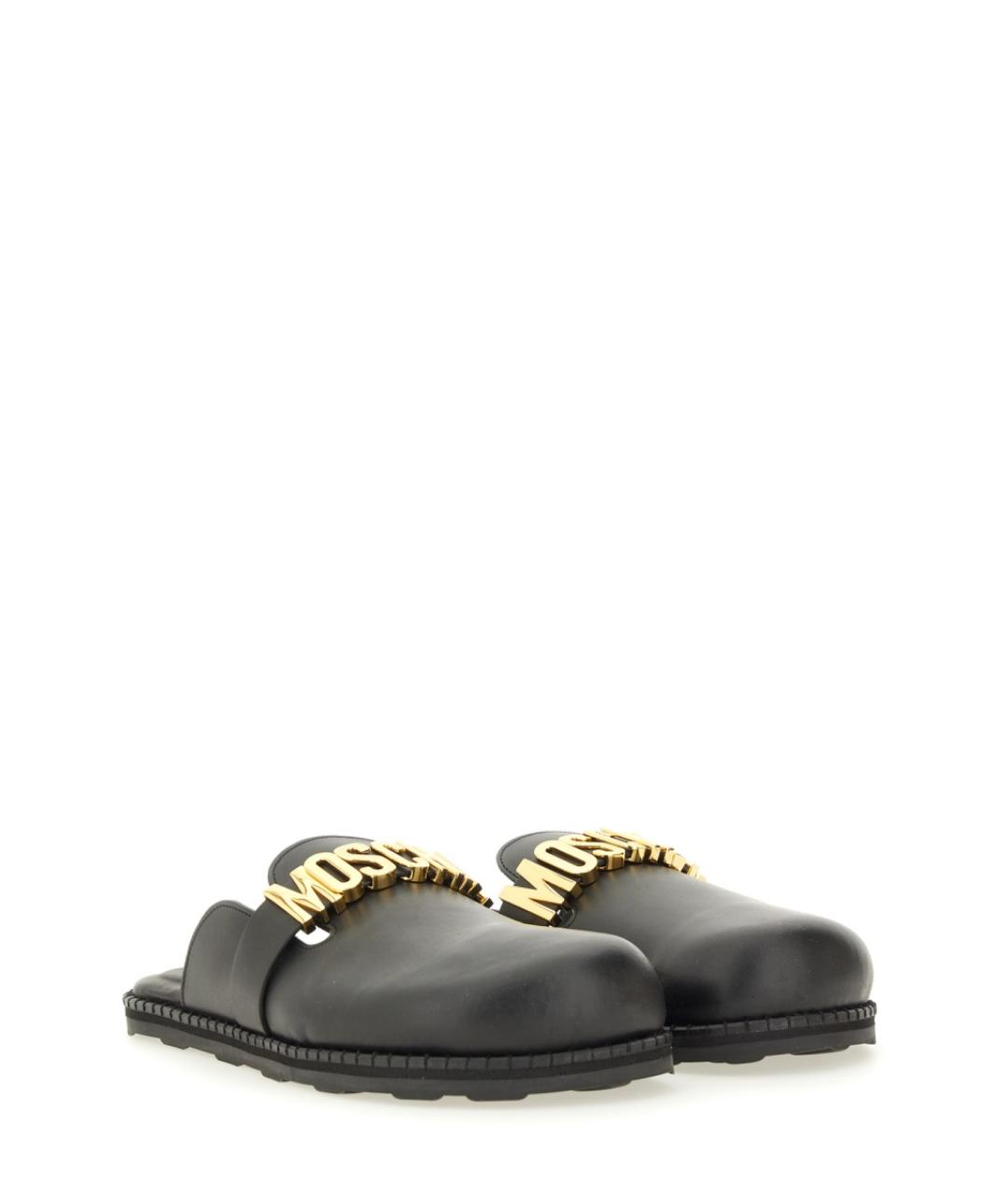 MOSCHINO Черные кожаные мюли, фото 2