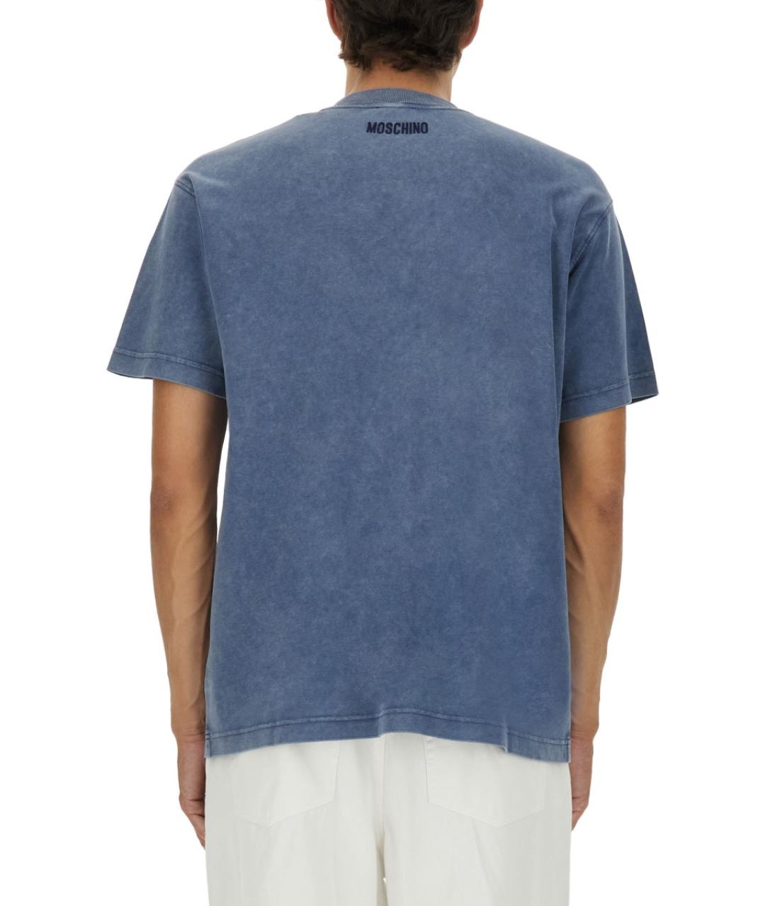 MOSCHINO Синяя хлопковая футболка, фото 3